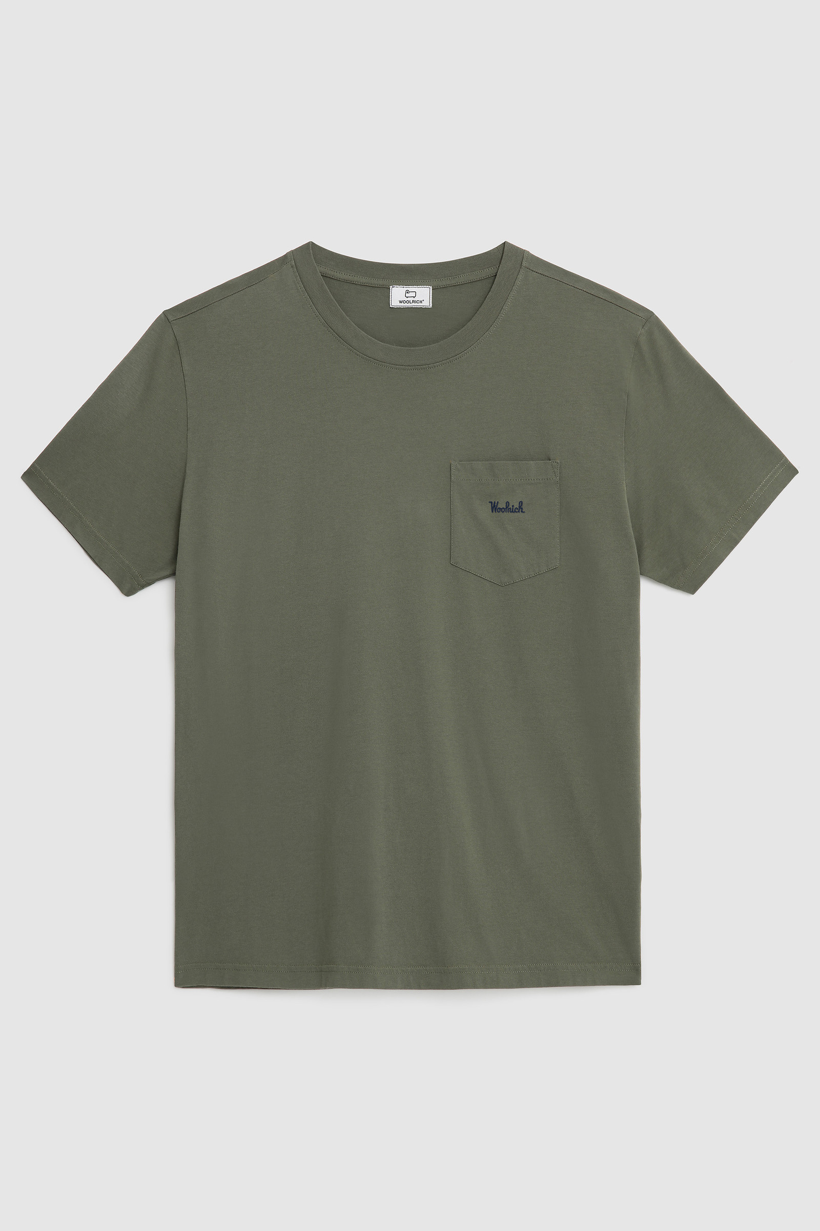 T-Shirt mit geprägtem Taschenlogo Grün | Woolrich