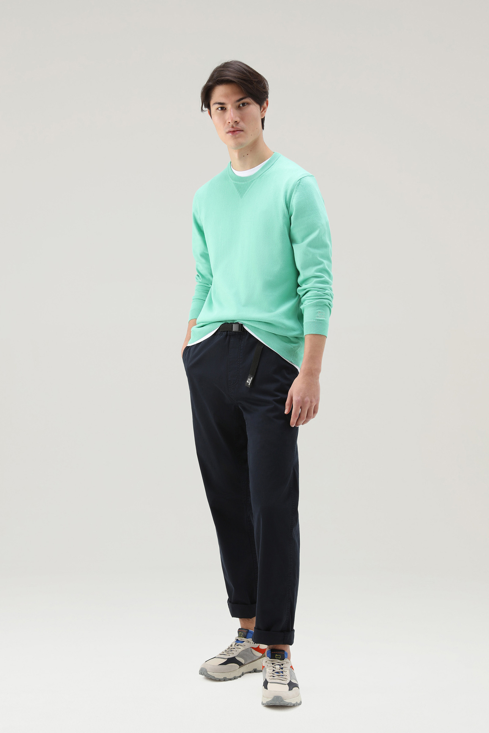 Pullover mit Rundhalsausschnitt aus reiner Baumwolle grün photo 2 | Woolrich