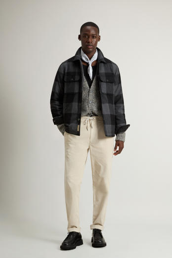 Surchemise Alaskan Check en laine italienne mélangée recyclée Noir | Woolrich