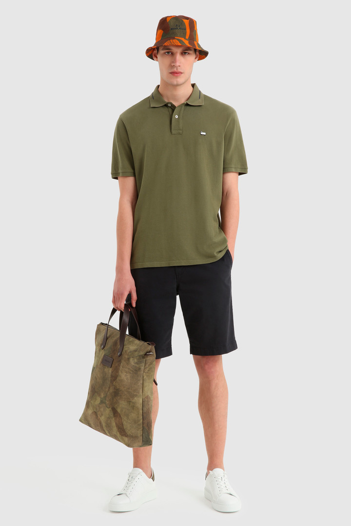 Polo in puro cotone con logo vintage sul colletto verde photo 2 | Woolrich