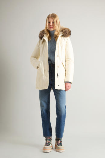 Arctic Parka in Ramar Cloth with Detachable Fur Trim White | Woolrich