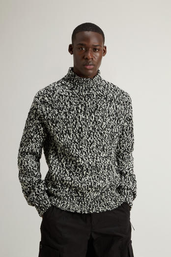 Rollkragenpullover aus Mouliné aus einer Wollmischung Schwarz | Woolrich