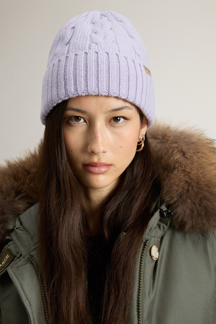 Cable-Knit Pure Wool Beanie Purple photo 4 | Woolrich