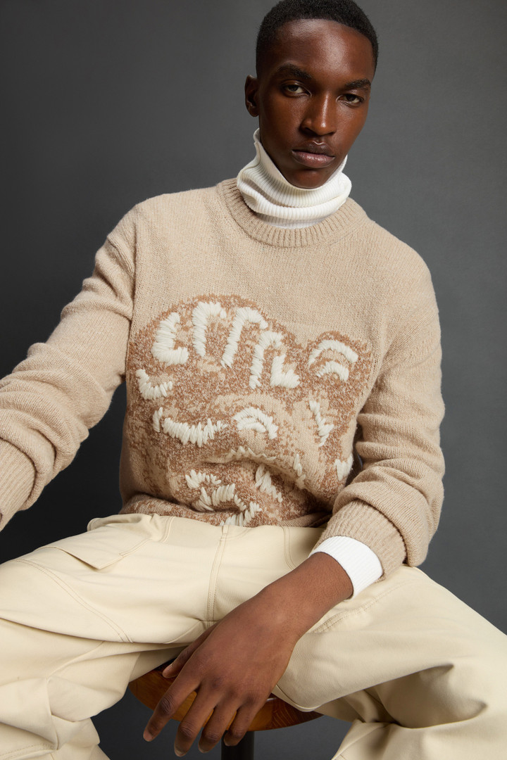 Pullover mit Rundhalsausschnitt aus Wollmischung mit Jacquardmuster by Todd Snyder Beige photo 6 | Woolrich