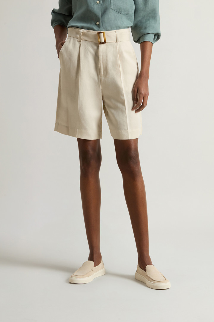 Garment-Dyed Linen-Blend Bermuda Shorts Beige photo 2 | Woolrich