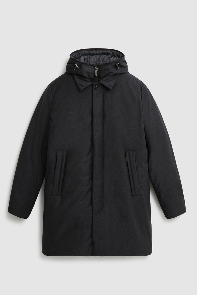 Luxury 2-in-1 coat in fine Italian wool and silk crafted with a Loro Piana fabric