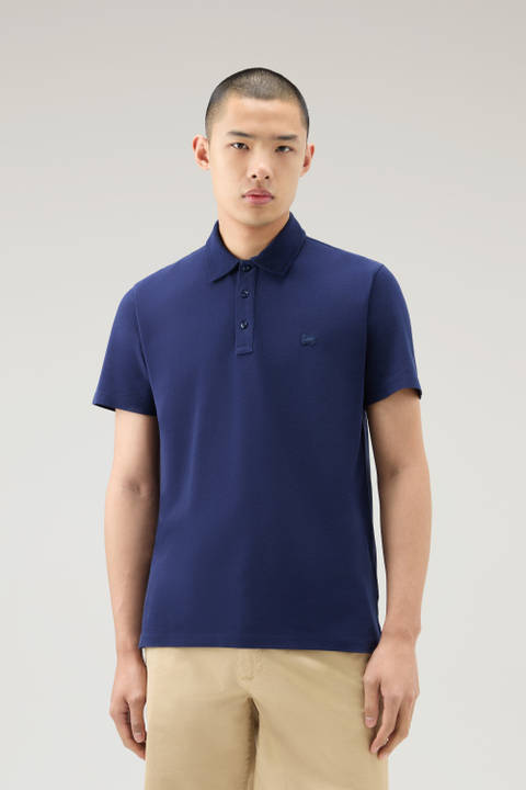 Pure Cotton Piquet Polo Shirt Blue | Woolrich