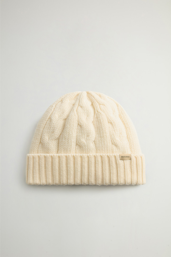 Cable-Knit Pure Wool Beanie White photo 1 | Woolrich