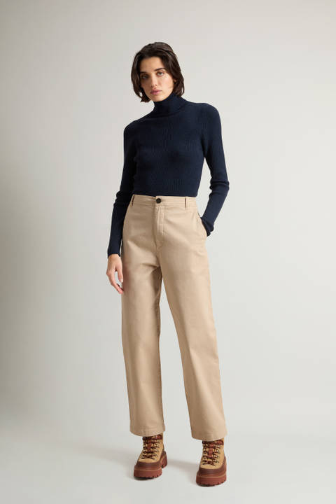 Pantalon chino teint en pièce en coton élastique Beige | Woolrich