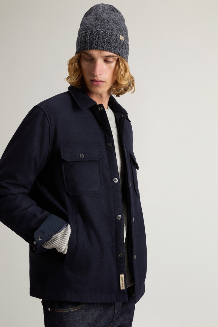 Giacca a camicia Alaskan in misto lana italiana Melton riciclata Blu photo 4 | Woolrich