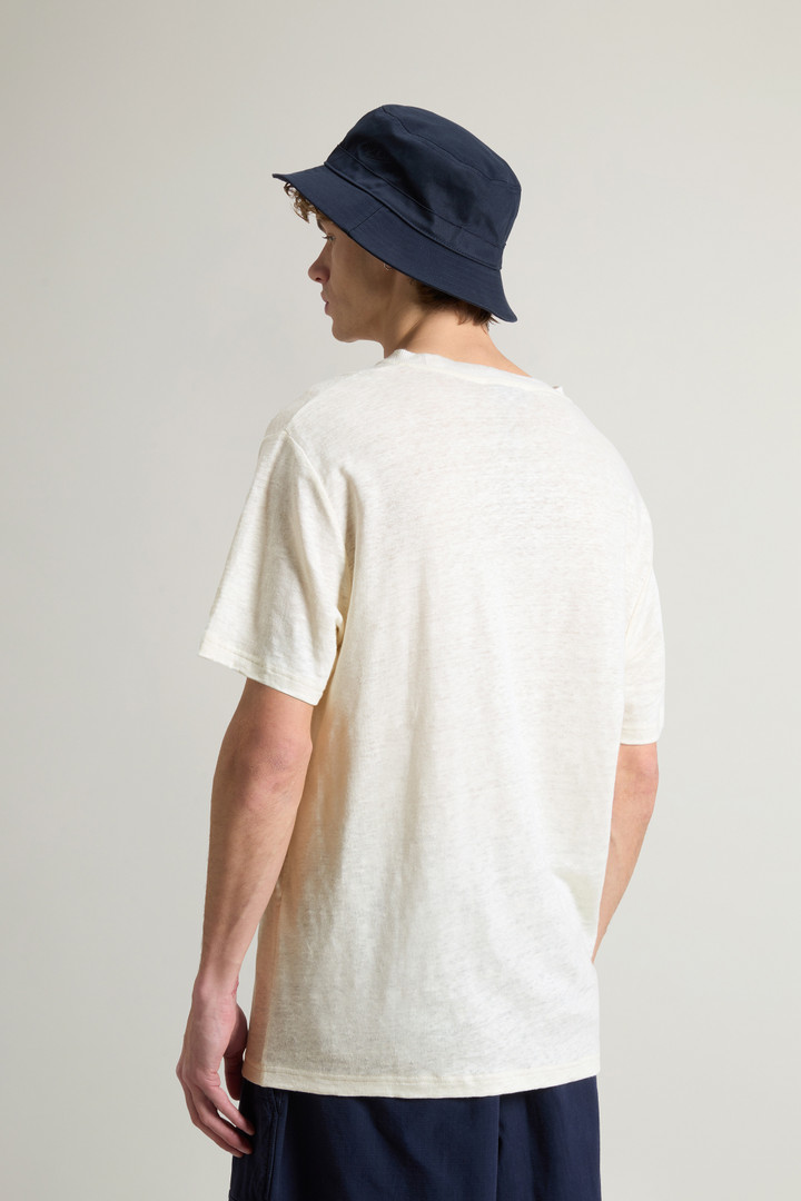 T-shirt en pur lin avec logo brodé Blanc photo 3 | Woolrich