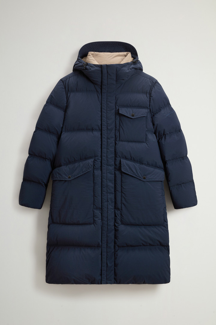 Woolrich Man Garment-Dyed Quilted Nylon Parka Blue Size M