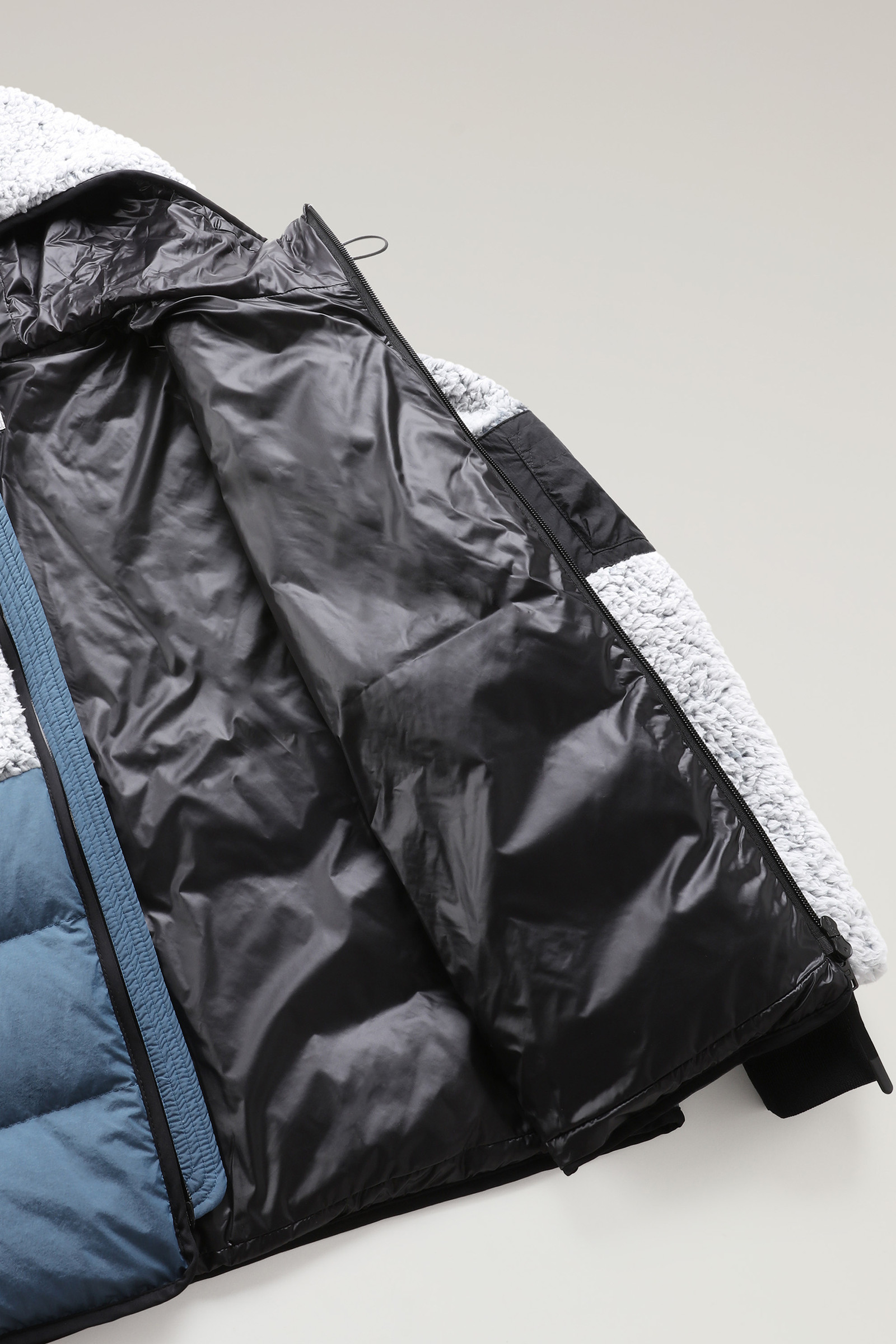 Hoodie in krullend fleece en Crinkle Nylon blauw photo 10 | Woolrich
