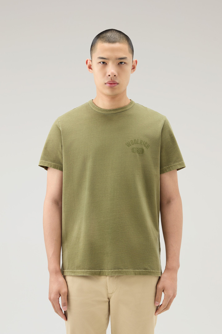 T-shirt en pur coton teint en pièce Vert photo 1 | Woolrich