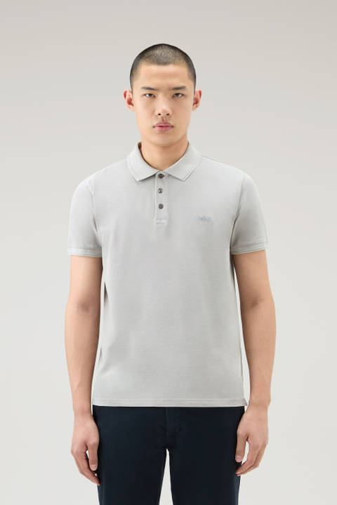 Garment-Dyed Mackinack Polo in Stretch Cotton Piquet Gray | Woolrich