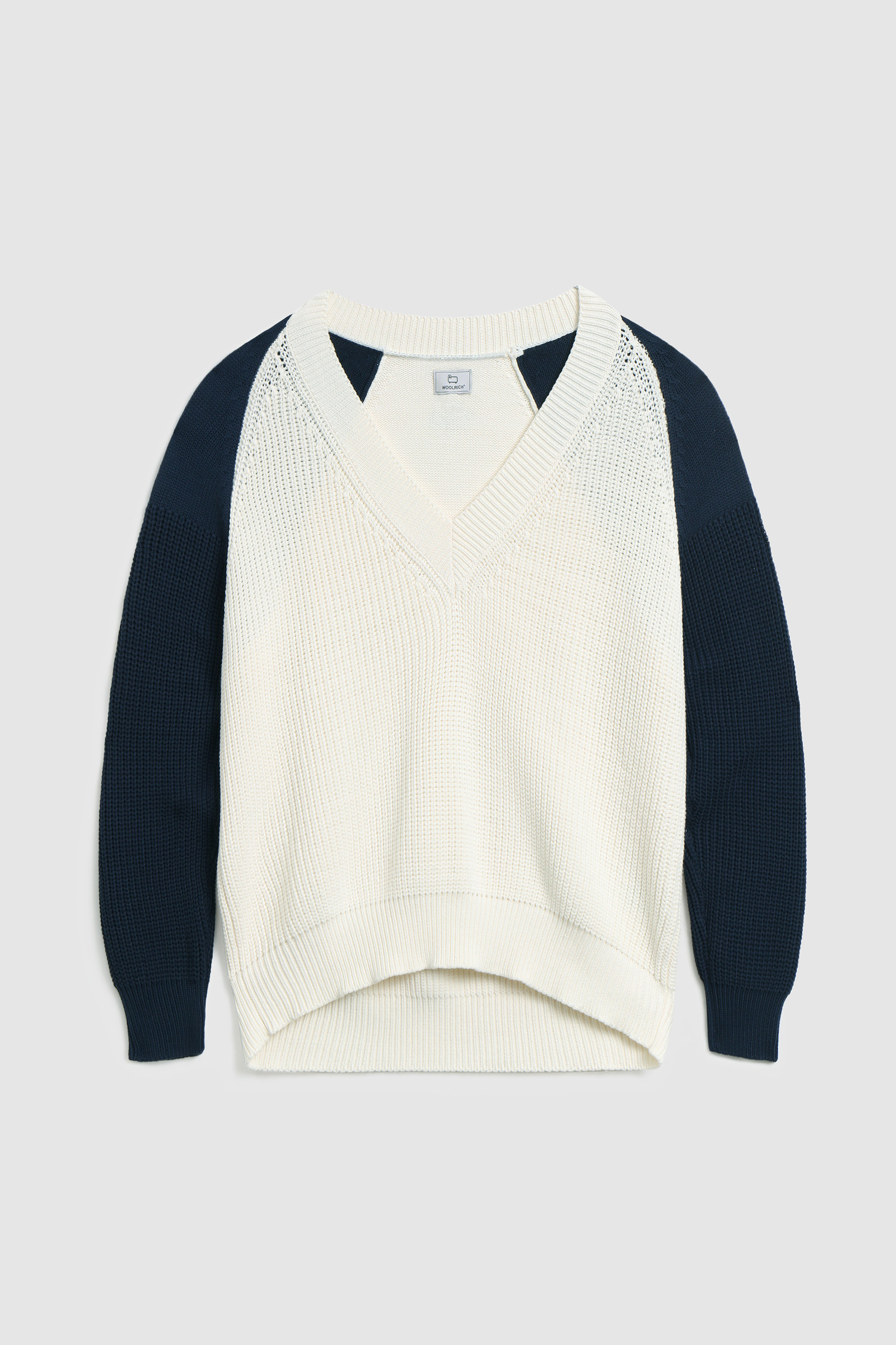 Pull à col en V en coton doux blanc photo 4 | Woolrich