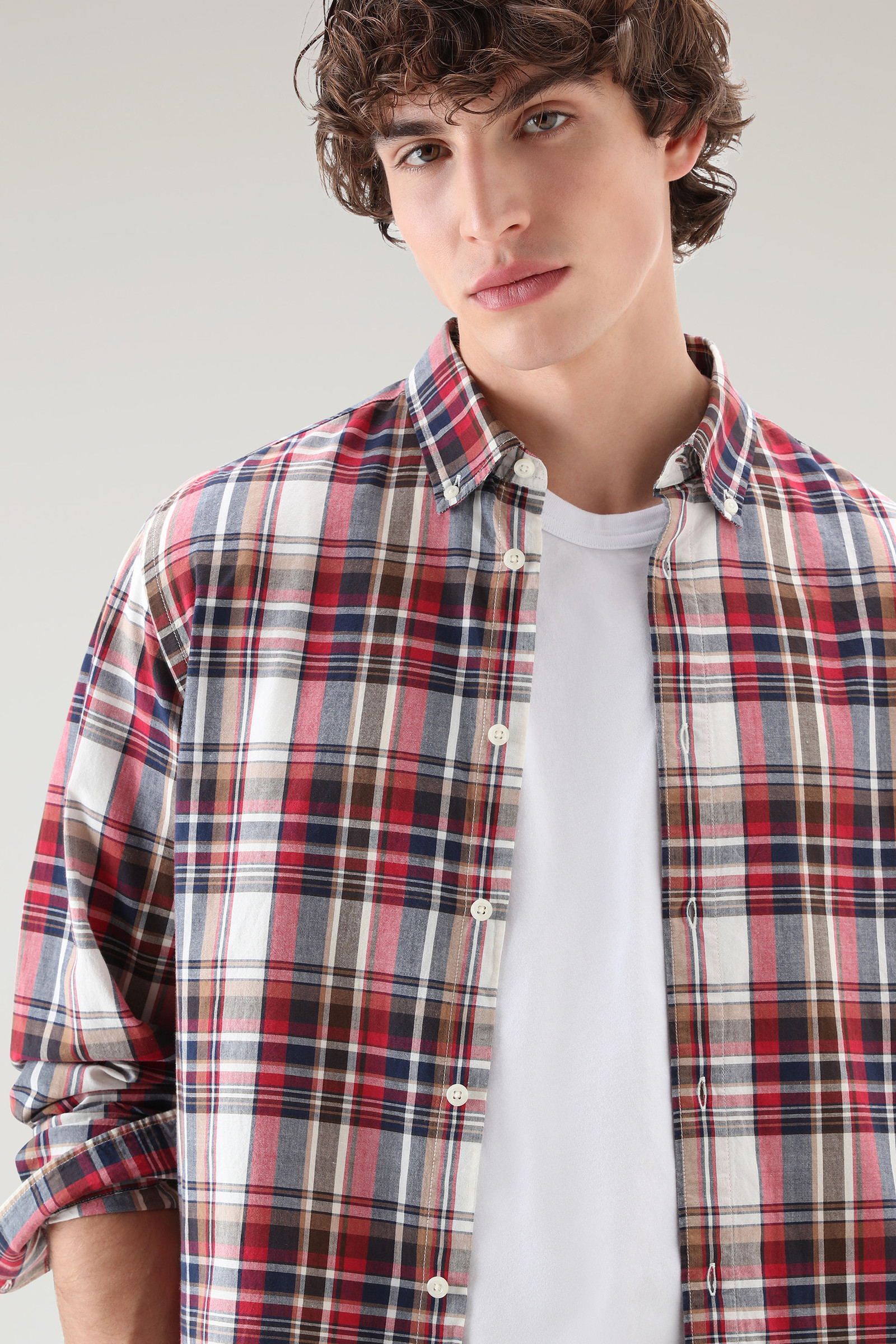 Madras Check Shirt in Pure Cotton Poplin Red | Woolrich USA