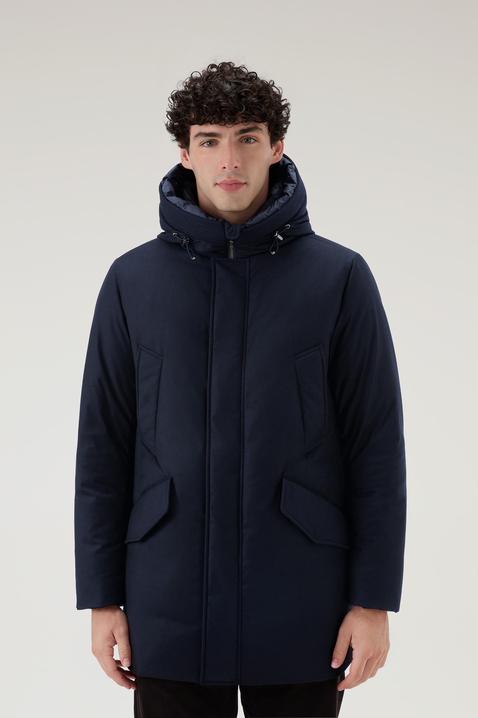 Men's Parka in Italian Wool and Silk Blend Crafted with a Loro Piana ...