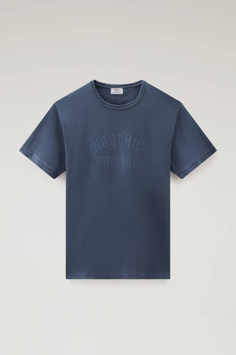 Pure Cotton Garment-Dyed T-Shirt with Print Blue photo 2 | Woolrich