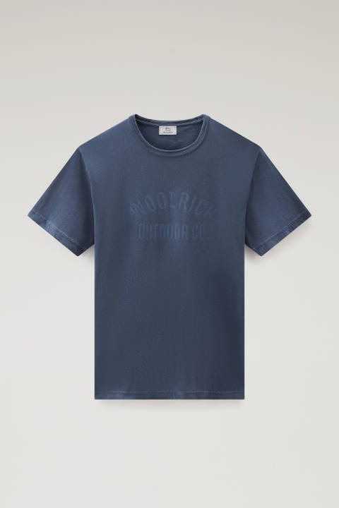 T-shirt tinta in capo in puro cotone con stampa Blu photo 2 | Woolrich