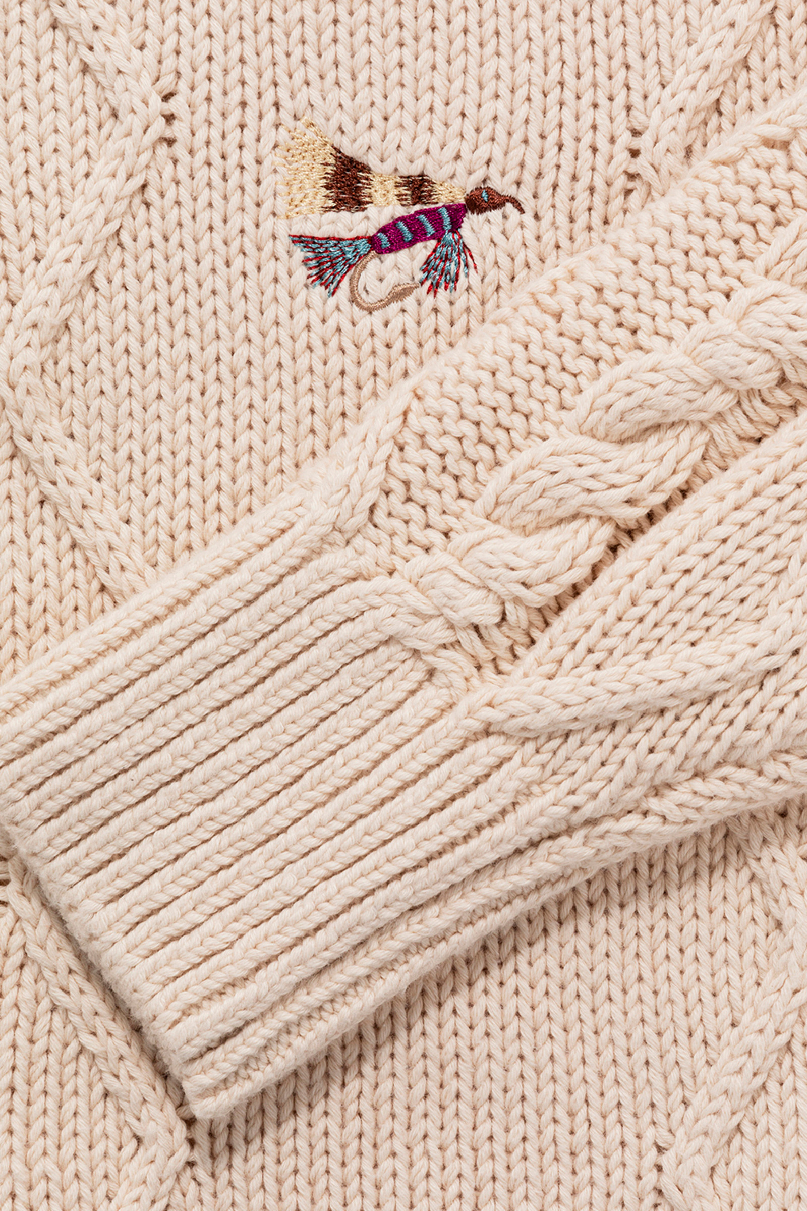 Fly Fishing Crewneck Sweater - Aimé Leon Dore / Woolrich Beige photo 4 | Woolrich