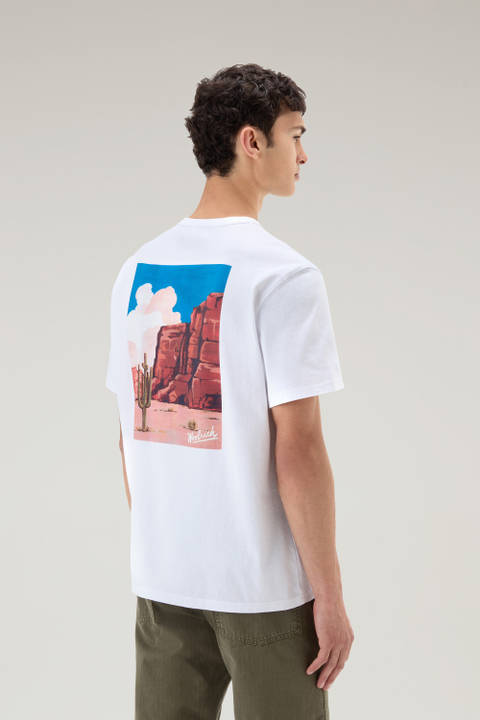 T-Shirt in Pure Cotton with Western Graphic On The Back White | Woolrich