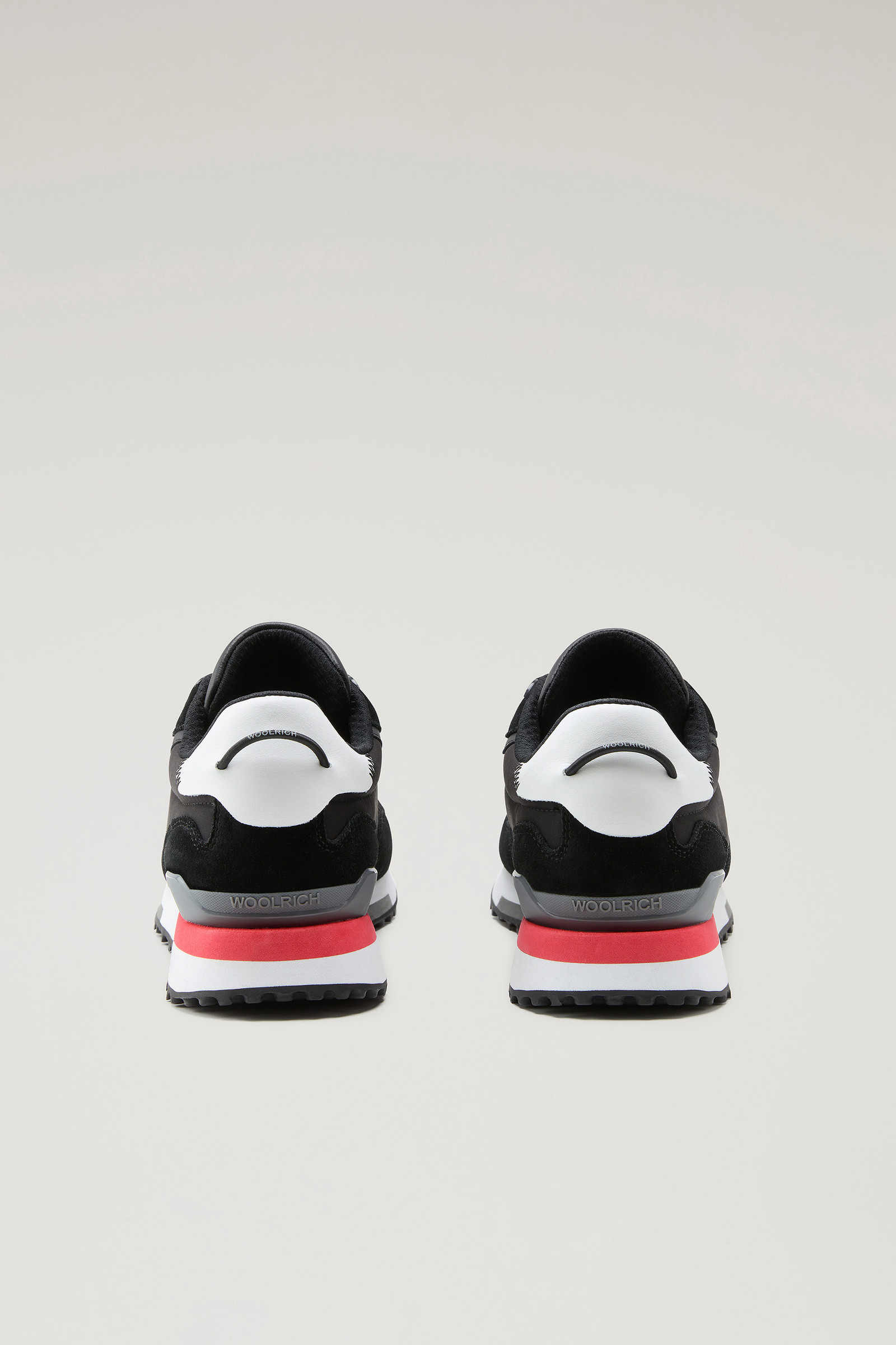 Sneakers Retro en cuir avec détails en nylon noir photo 3 | Woolrich