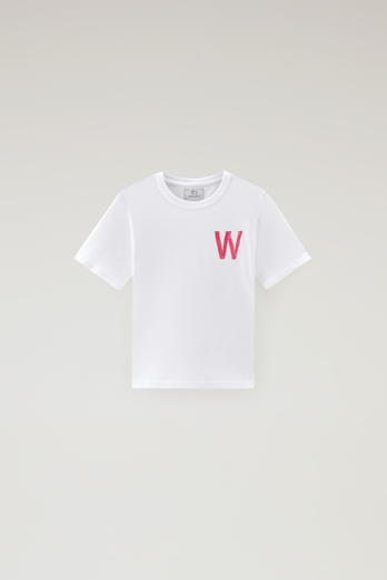 Boys' Pure Cotton T-Shirt with Print White | Woolrich