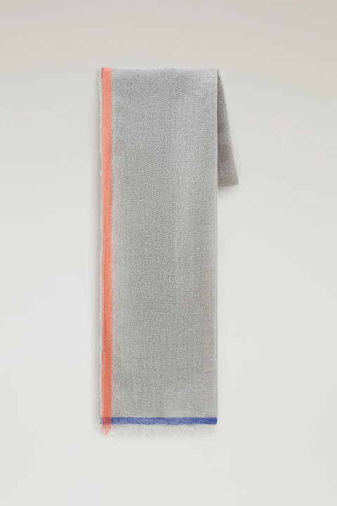 Écharpe en mélange de lin et coton avec motif color block Beige | Woolrich