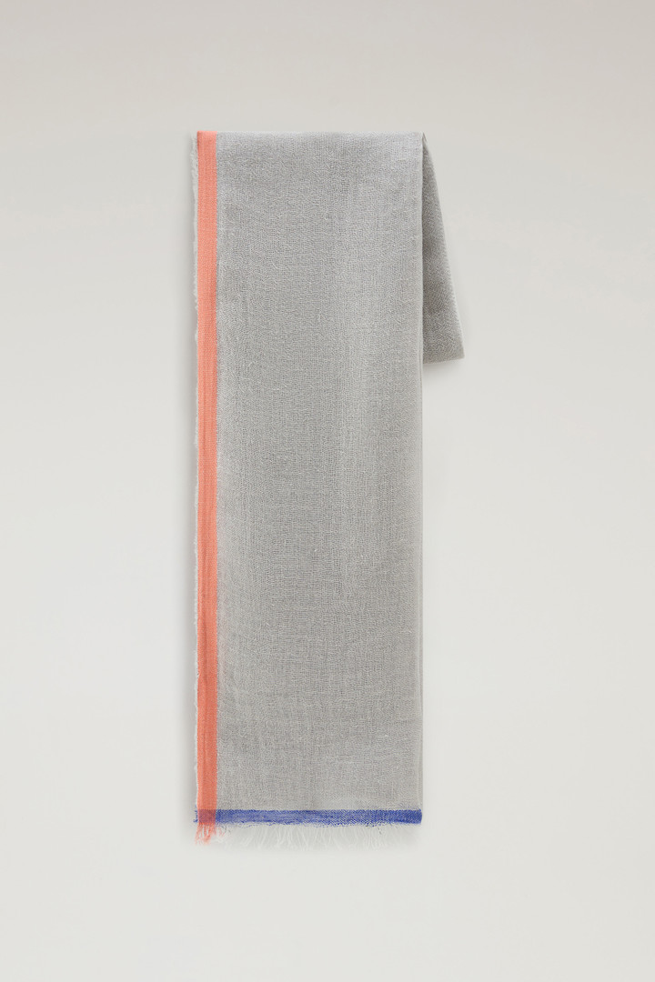 Écharpe en mélange de lin et coton avec motif color block Beige photo 1 | Woolrich