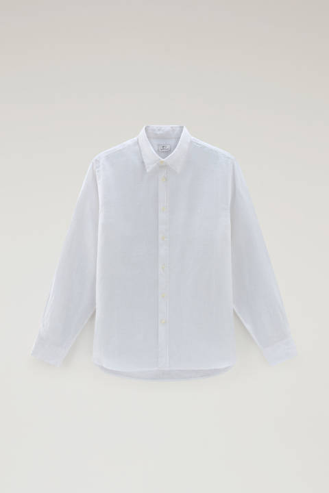 Chemise en pur lin teinte en pièce Blanc photo 2 | Woolrich