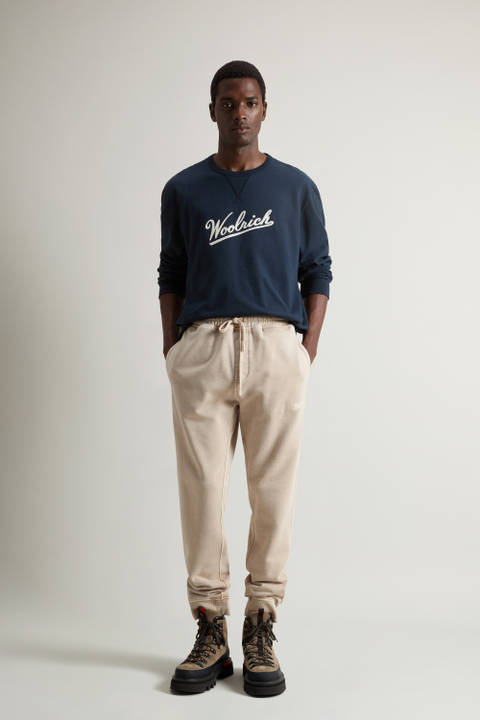 Garment-Dyed Pants in Pure Cotton Fleece Beige | Woolrich