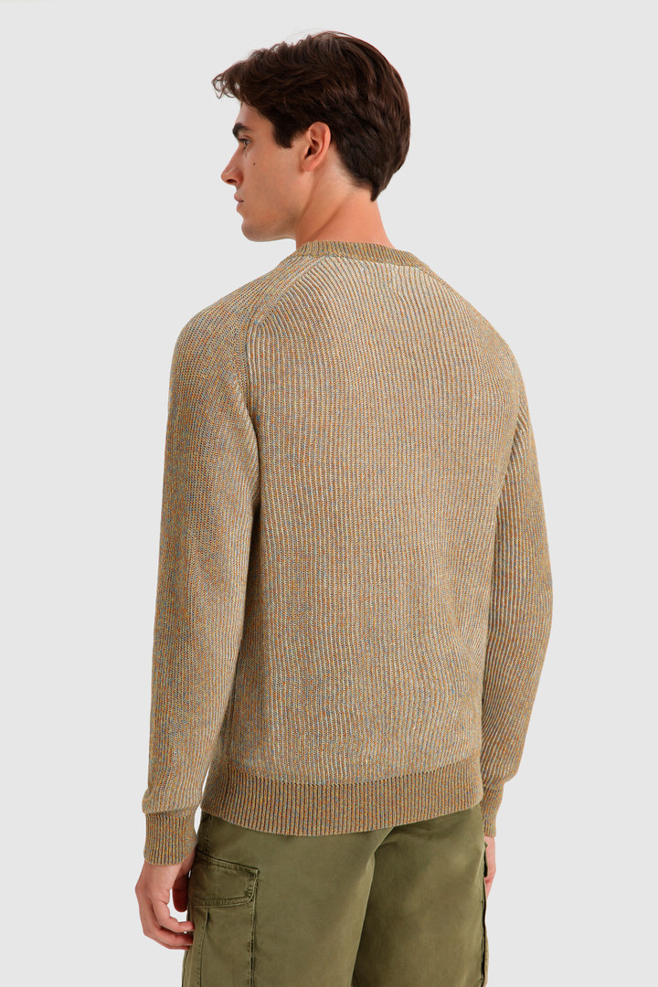 Jersey de cuello redondo en mezcla de lino y algodón verde photo 3 | Woolrich