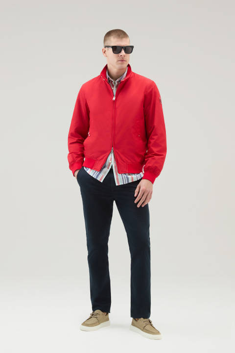 Cruiser Bomber Jacket in Ramar Cloth with Turtleneck Red | Woolrich
