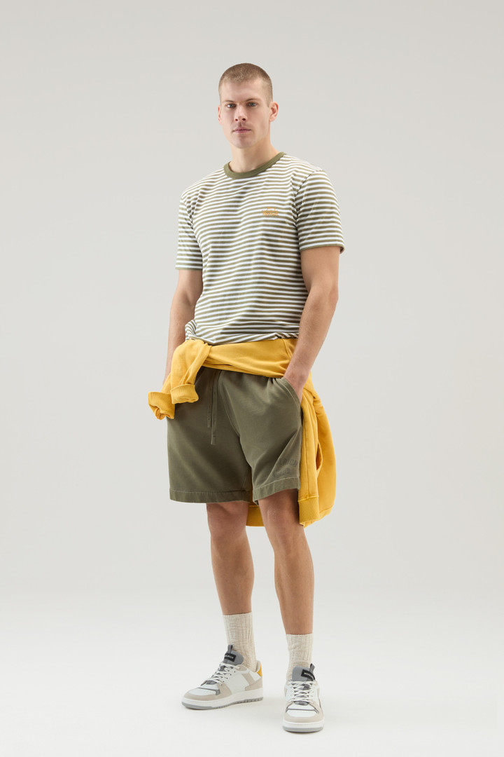 Striped T-Shirt in Stretch Cotton Jersey Green photo 2 | Woolrich