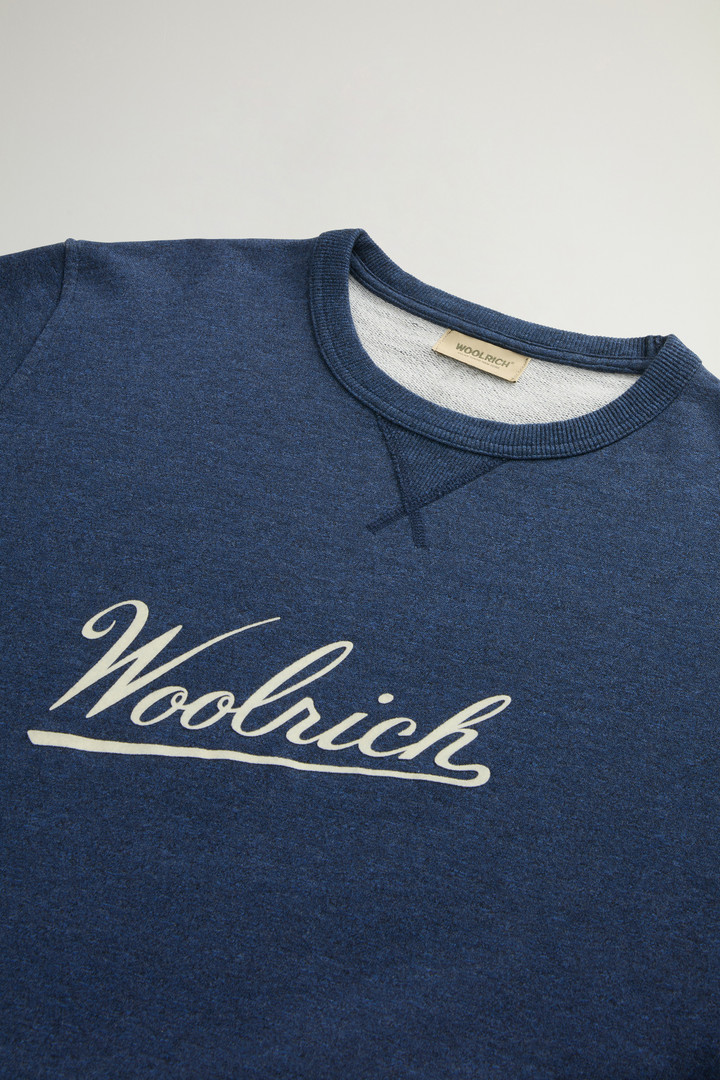 Sweater met ronde hals van puur mouliné-katoen Blauw photo 6 | Woolrich