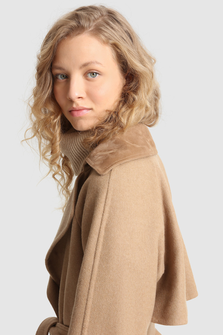 Callery wool Coat with waist belt