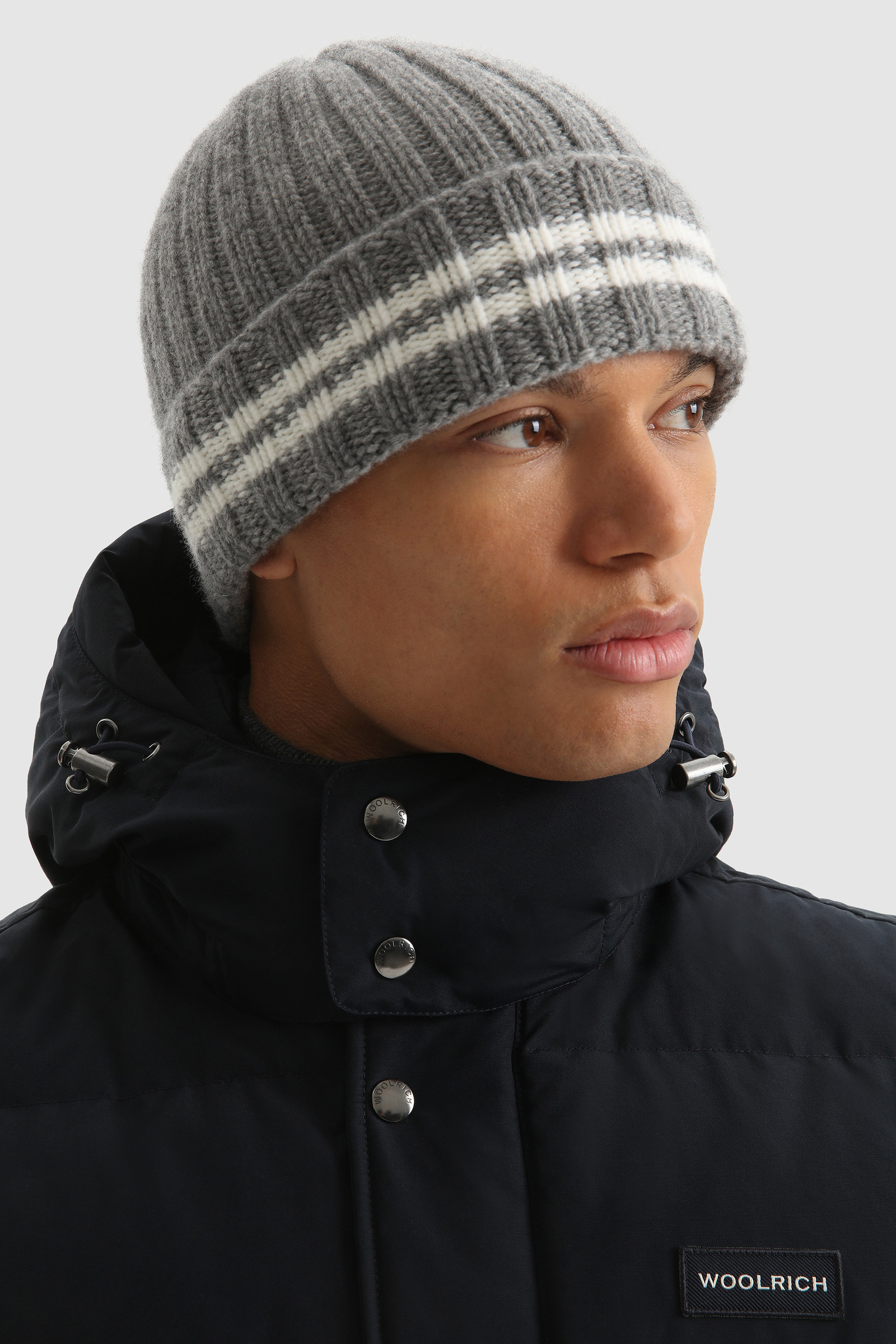Ribbed Virgin Wool Beanie Grey photo 3 | Woolrich