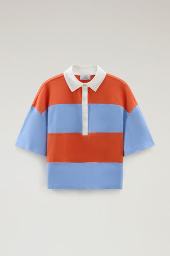 Striped Pure Cotton Piquet Polo Shirt Blue | Woolrich