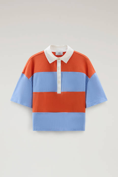 Striped Pure Cotton Piquet Polo Shirt Blue photo 2 | Woolrich