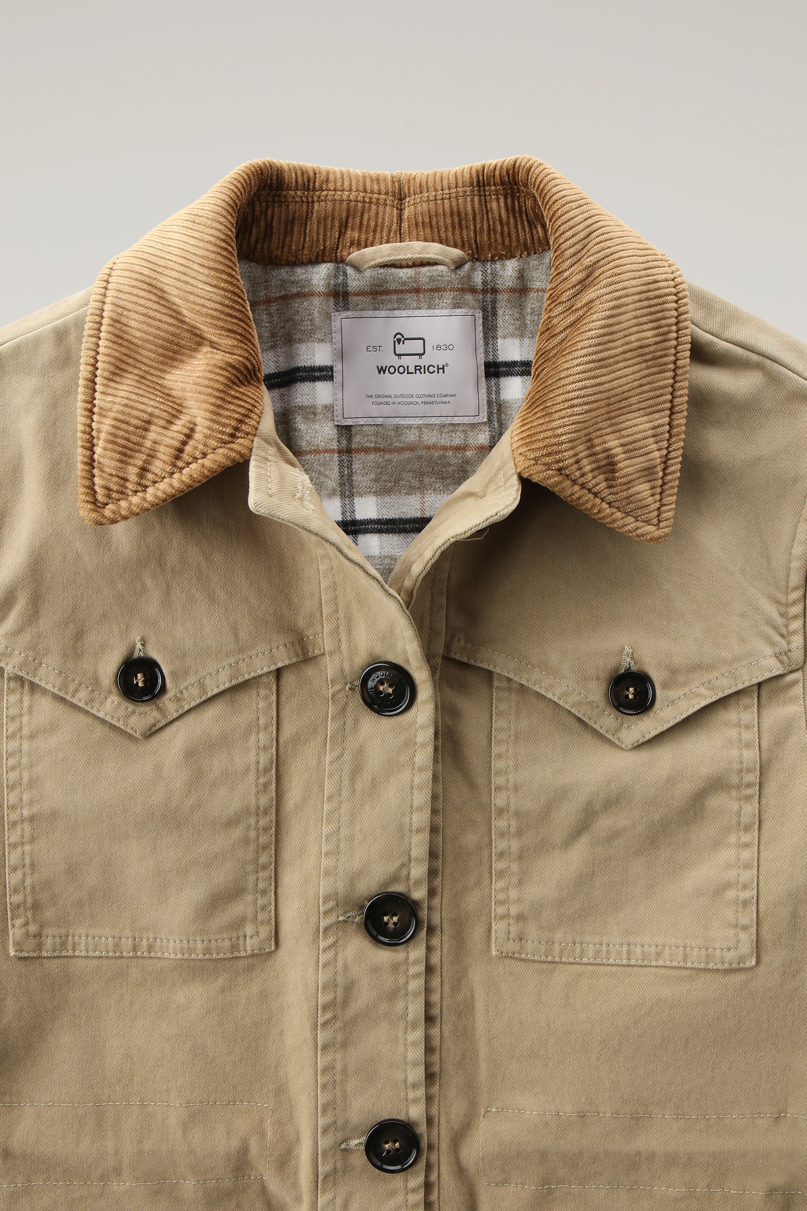 Cotton Twill Overshirt Beige photo 6 | Woolrich