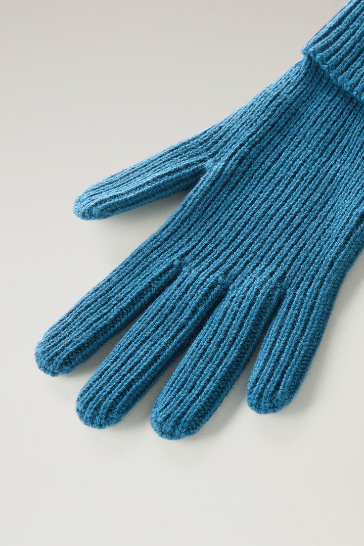 Ribbed Gloves in Pure Merino Virgin Wool Blue photo 2 | Woolrich