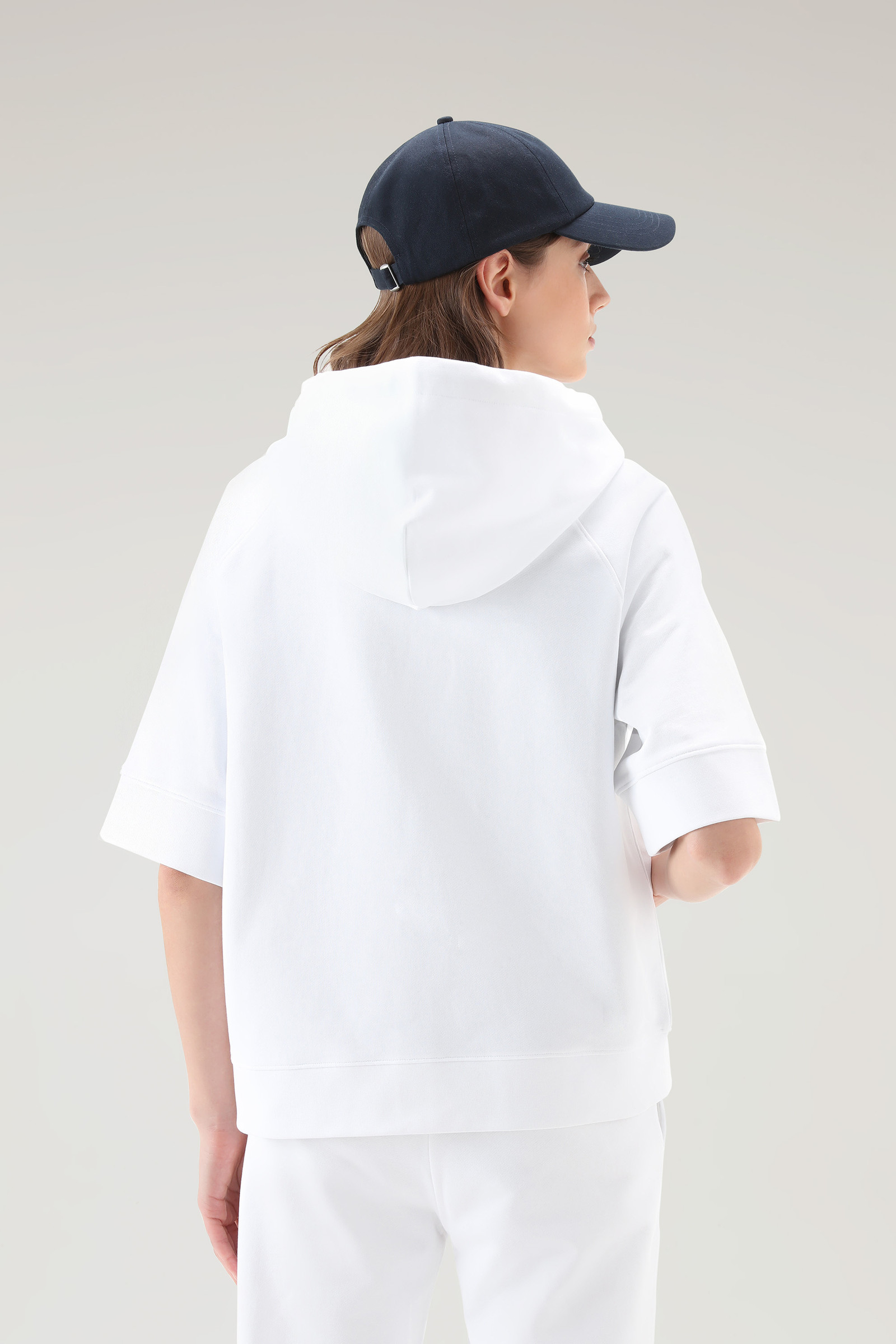 Pure Cotton Hoodie with Three Quarter Sleeves White photo 3 | Woolrich