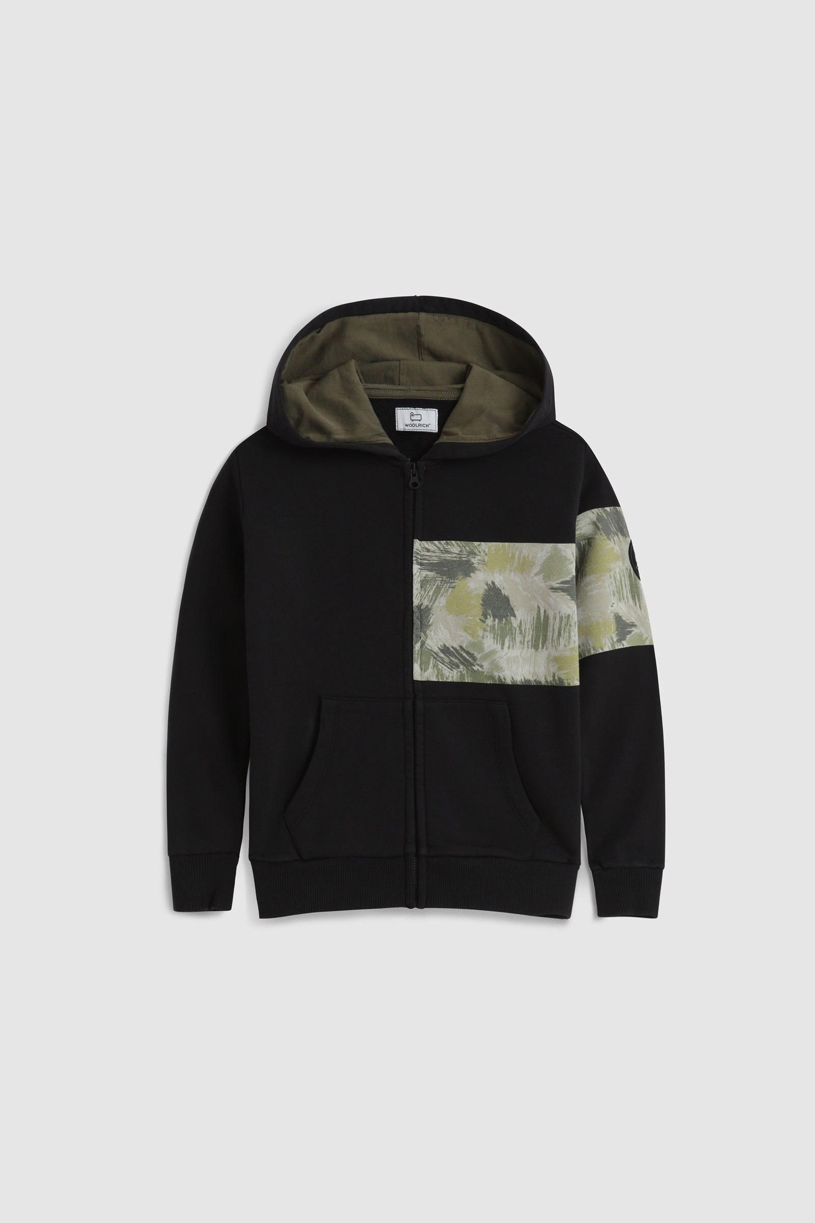 Boy's Hoodie with Camouflage Print Black | Woolrich