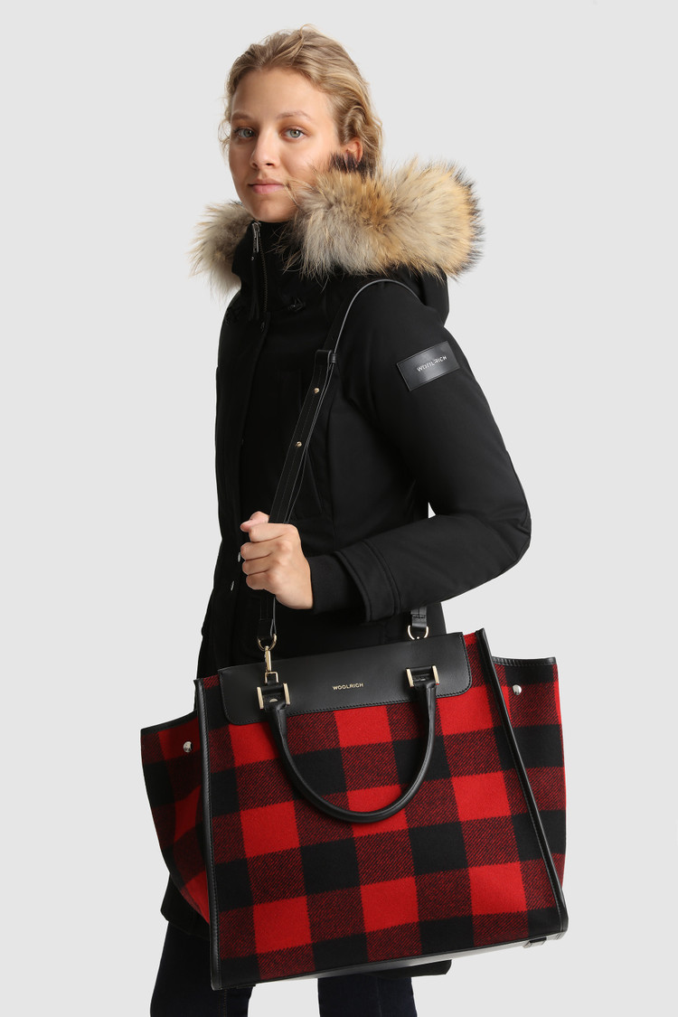 Sac fourre-tout surdimensionné en laine avec motif à carreaux
