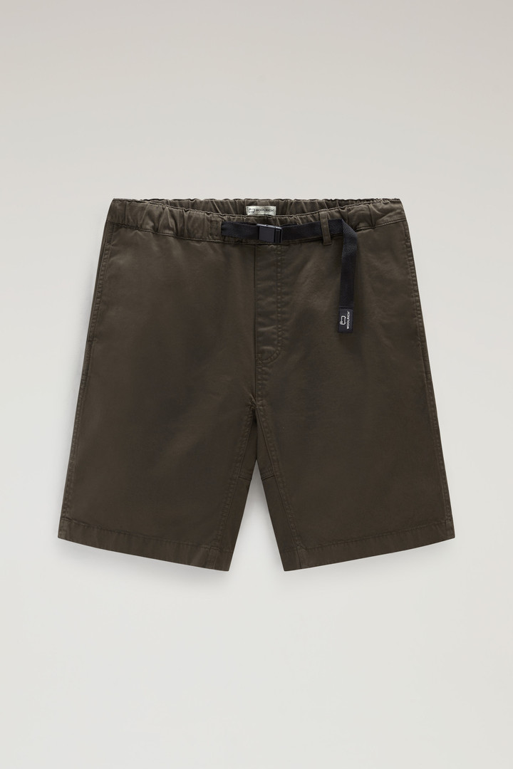 Garment-Dyed Chino Shorts in Stretch Cotton Green photo 3 | Woolrich