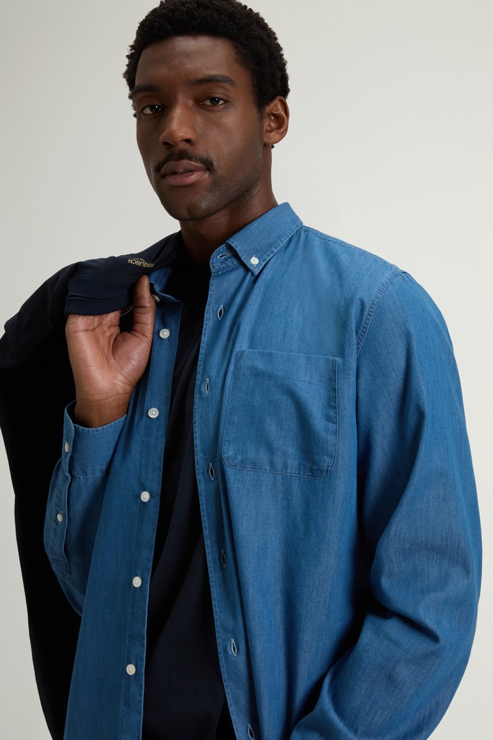 Pure Cotton Shirt with Small Pocket Blue photo 4 | Woolrich