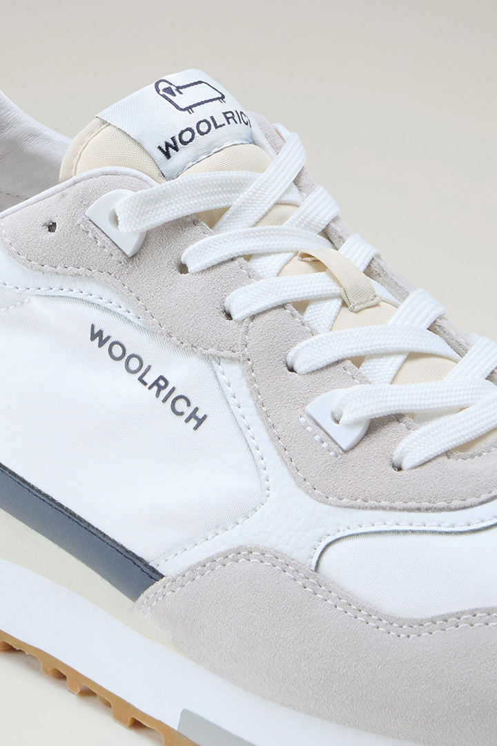 Retro leren sneakers met nylon details Wit photo 5 | Woolrich