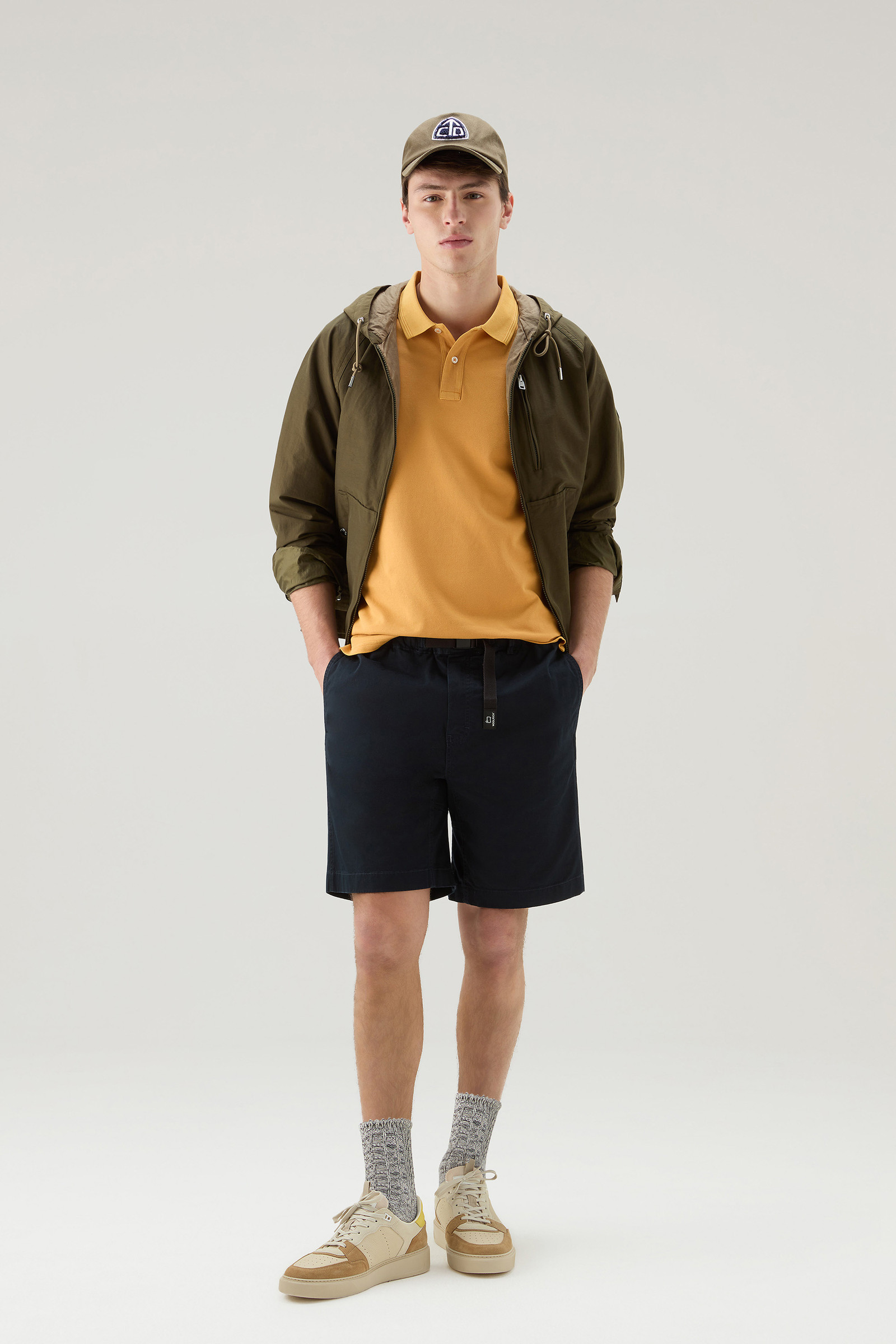 Mackinack Polo in Garment-Dye Stretch Cotton Piquet Yellow photo 2 | Woolrich