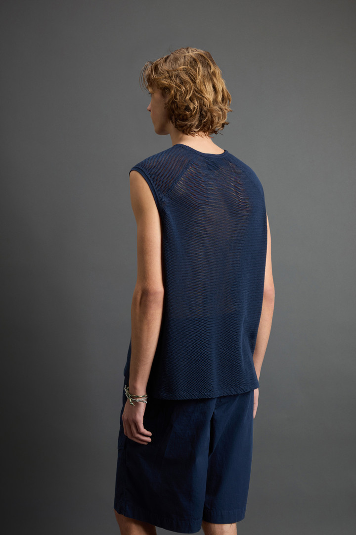 Tanktop aus reiner Baumwolle mit Netzmuster by Todd Snyder Blau photo 3 | Woolrich